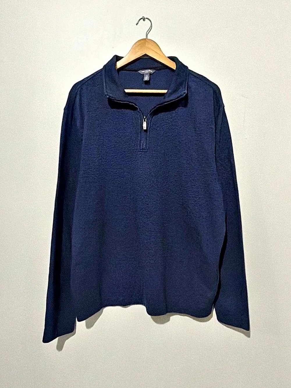 Van Heusen Flex Textured Quarter-Zip Pullover Blue Large Like New